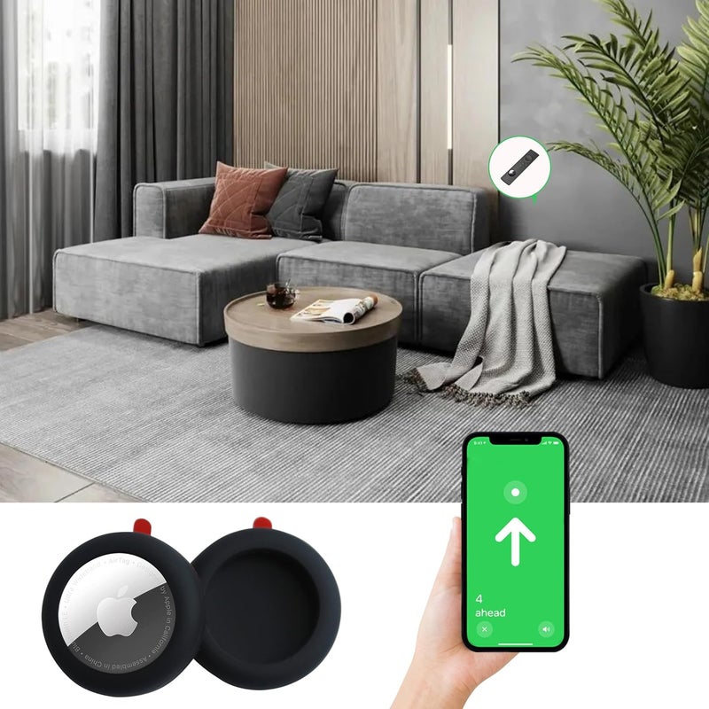 echinff Silicone Case with 3M Strong Adhesive Sticker, 4 Pack Protective Case for Apple Air Tags for Sticking On Tv Remote Headphones Luggage Laptop Camera Bike - Image 5